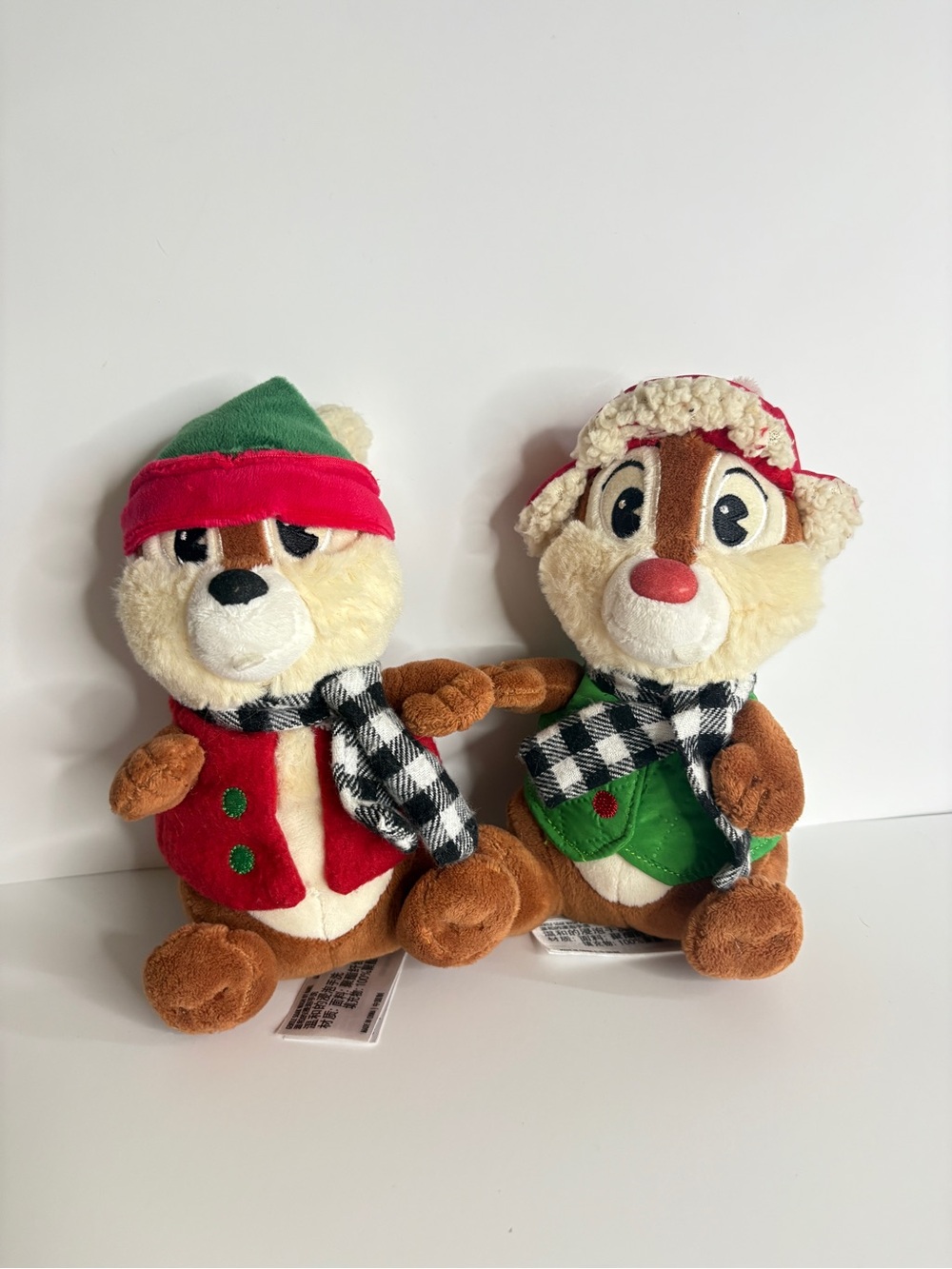 Disney Plush Chipmunk Duo in Red & Green Holiday Coats